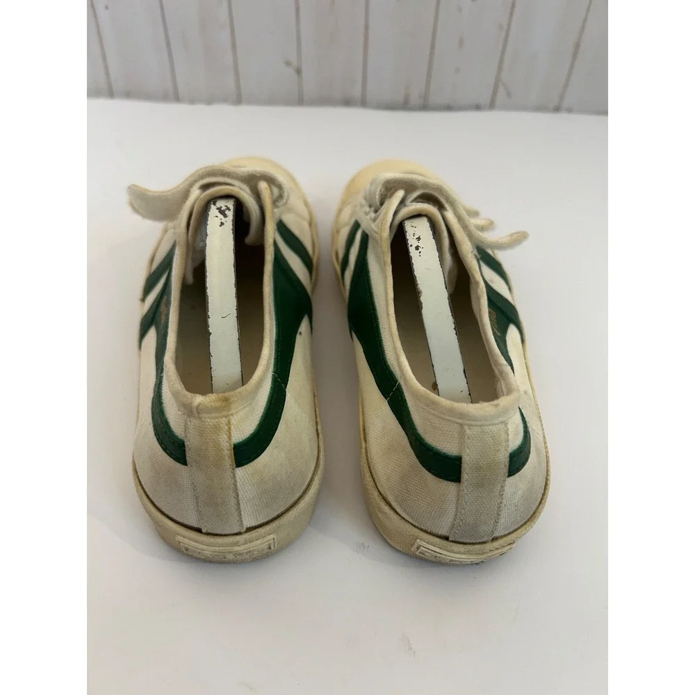 Gola Vtg Women's Vegan Classic Coaster Strap Canvas Sneakers  White Green Sz 8